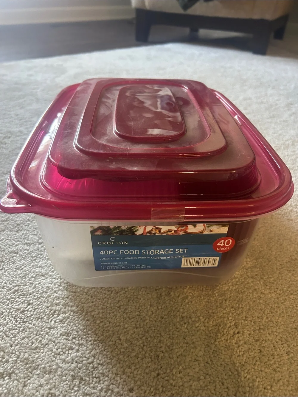 Crofton Food Storage Set with Pink Lids